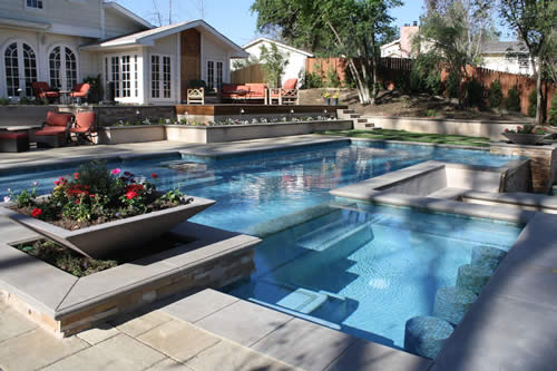 © Scott Cohen - Formal modern vanishing edge resort pool design 1